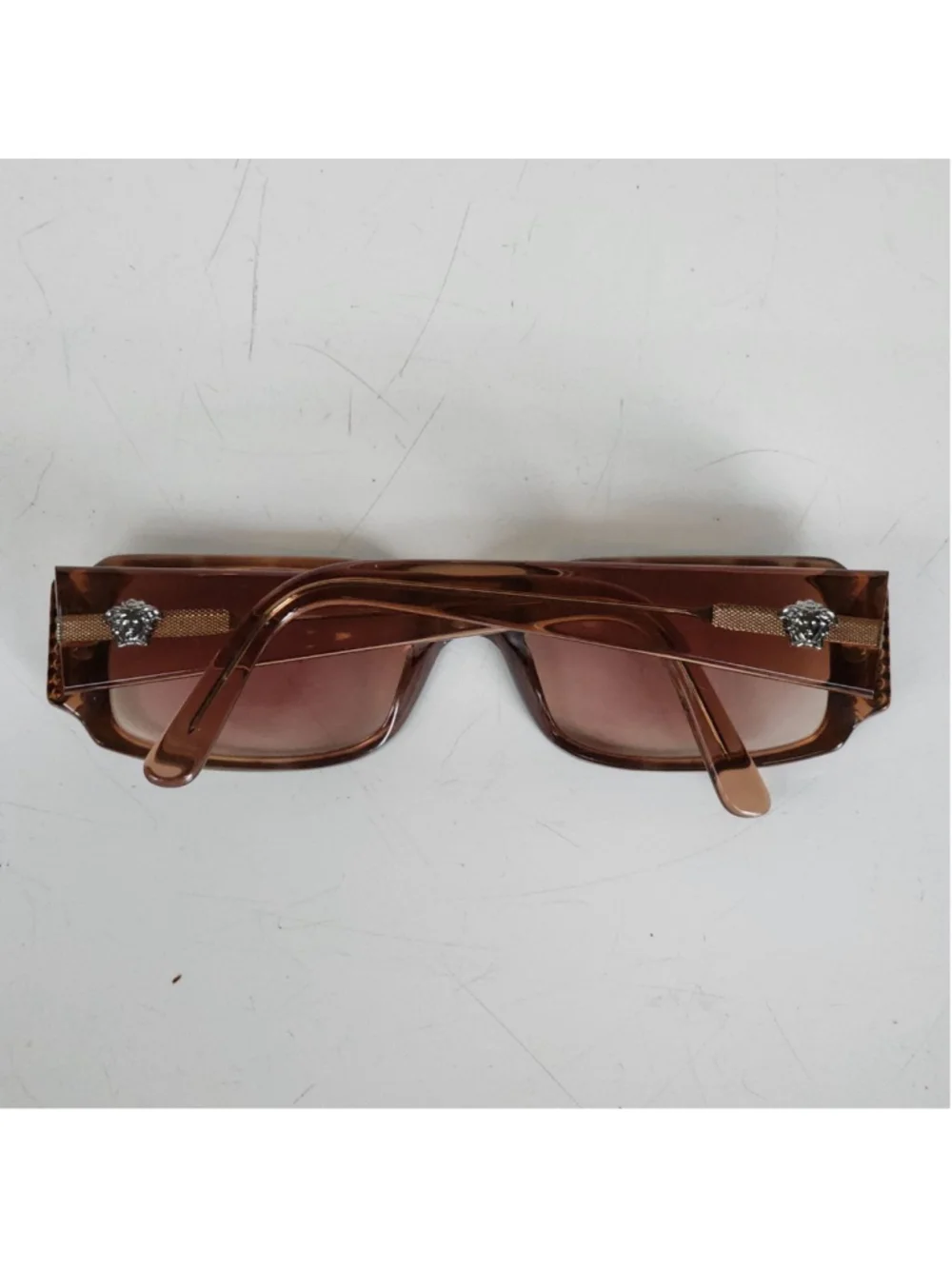 VERSACE Women's Brown Rectangle Tortoiseshell Sunglasses With‎ Crystals